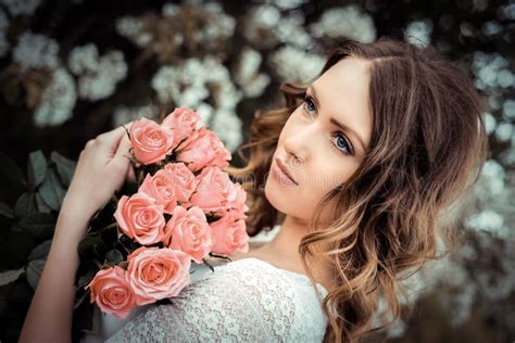 Woman With Roses Stock Photo Image Of Womens Love Emotions 86471464