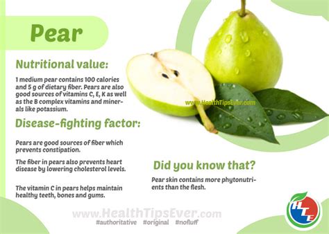 Vitamin c has been widely regarded as essential to everyone's nutrition for years now, especially sailors who were the victims of scurvy and a host of other diseases. Pear Health Benefits with Infographics - Health Tips Ever ...