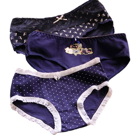 3pcs Underwear Women Panties Culotte Femme Cotton Briefs Cartoon Sexy