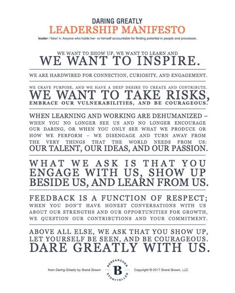 Daring Greatly Leadership Manifesto Brene Brown Quotes Daring Greatly