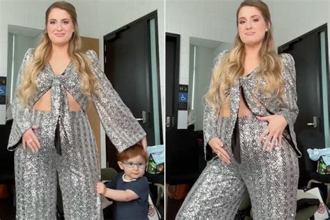 Pregnant Meghan Trainor Dons Sparkly Two Piece And Sings New Song