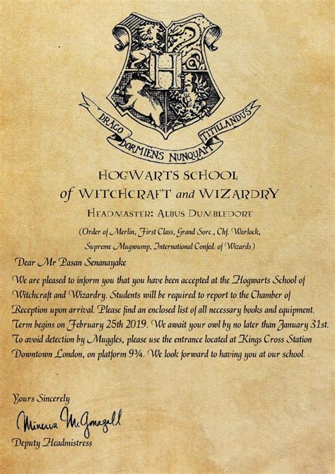Carta De Aceptacion De Hogwarts Original Sample Site V Images And