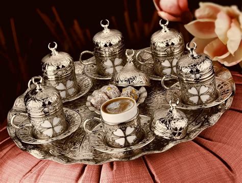 Silver Plated Turkish Coffee Set For Six Person Fairturk Com