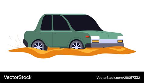 Car Accident Vehicle Stuck In Mud Or Dirty Puddle Vector Image