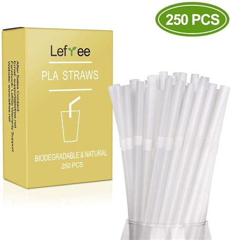 Biodegradable Plasticless Flexible Drinking Straws，250 Packs 100 Plant