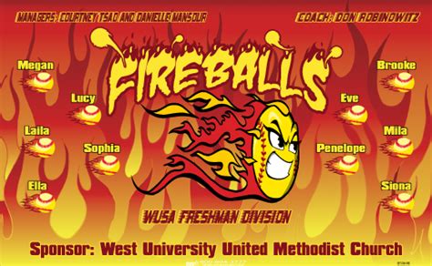 Fireballs Vinyl Banner B55608 Digitally Printed Vinyl Softball