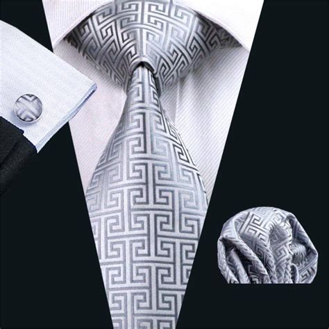 Tie Handkerchief And Cufflinks In Silver Pocket Square Styles Tie And