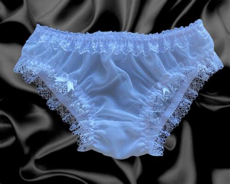 White Sissy Sheer Nylon Frilly Lace Satin Bow Briefs Panties Knickers Size 10 20 Ebay