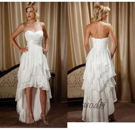 Short Front Long Back Country Western Wedding Dresses Sweetheart Chiffon High Low Bridal Gowns