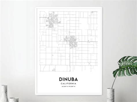 Dinuba Map Print Dinuba Map Poster Wall Art Ca City Map Etsy