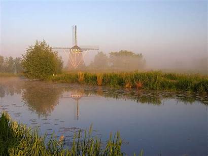 Windmill Holland River Early Gein Morning Windmills