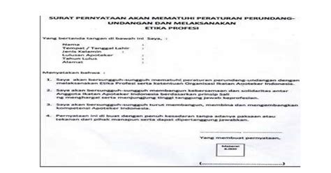 Contoh surat pernyataan tidak sedang bekerja. Surat Pernyataan Patuh Pada Etika Profesi Kesehatan Lingkungan - Bagi Contoh Surat
