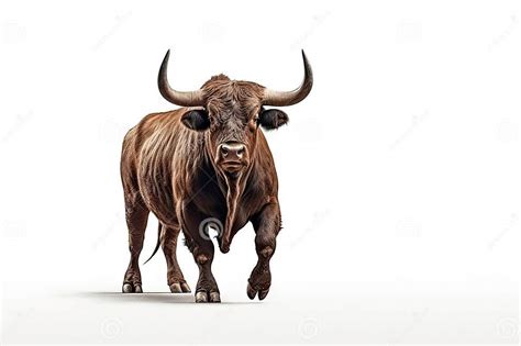 Strongest Dark Brown Bull With Muscles And Long Horns Portrait Looking