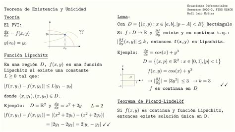 Teorema De Existencia Ejemplos Prodesma