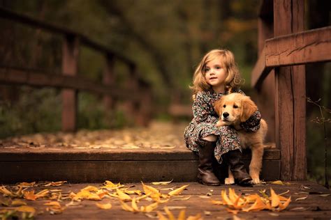 Little Girl With Golden Retriever Puppy Hd Cute 4k Wallpapers Images