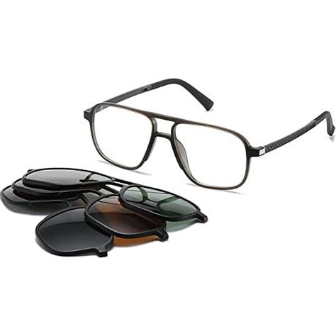 Unieowfa 3pcs Polarized Magnetic Clip On Sunglasses For Men Aviator Uv400 Optical Prescription
