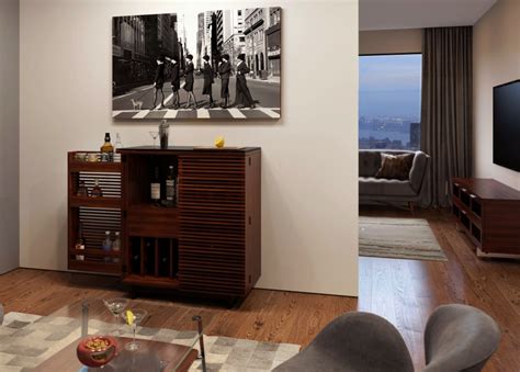 A speed rail (fits 1 liter bottles), a protective canvas. Corridor Compact Bar: Swanky cabinet to flaunt your wine ...