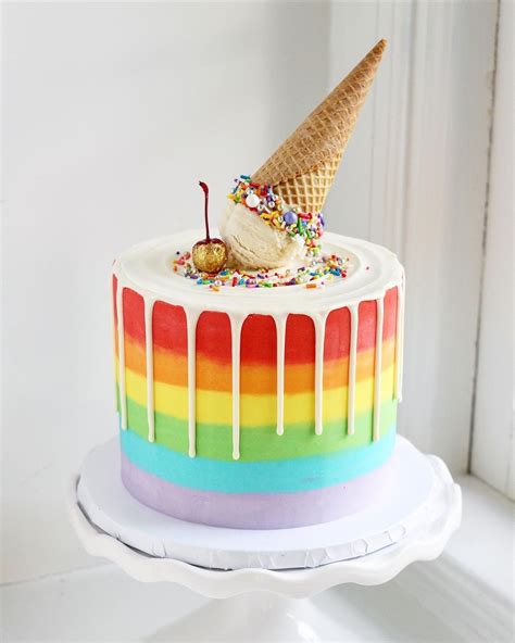 Colorful Delight Rainbow Ice Cream Cake