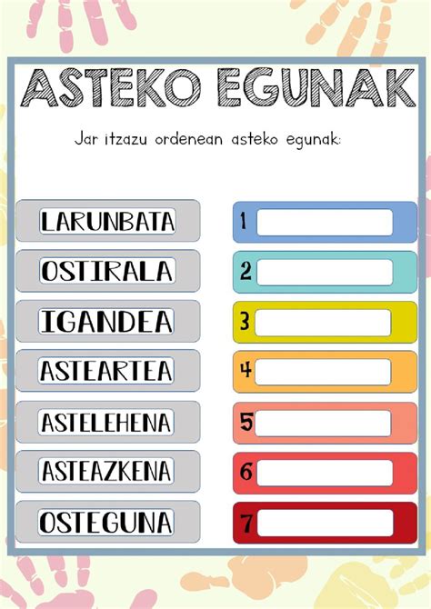 Ficha Online De Asteko Egunak Para L H Puedes Hacer Los