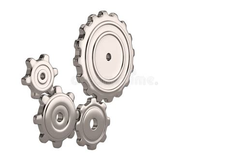 Steel Gears And Gold Gear On White Background 3d Illustration Stock