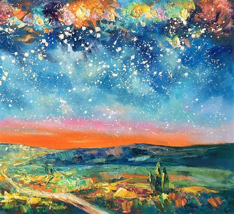 Abstract Art Painting Abstract Landscape Painting Starry Night Sky A