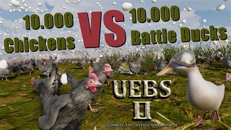 10000 Battle Ducks Vs 10000 Free Ranged Chickens Ultimate Epic Battle Simulator 2 Youtube