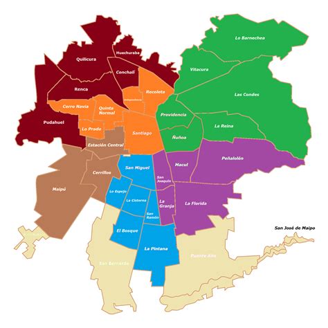 En caso de algunas comunas de la region metropolitana se establecerá una. Mapa de Santiago ~ Online Map