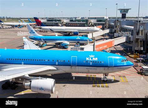 Amsterdam Schiphol International Airport Planes At The Gates