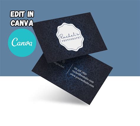 Editable Business Cards Canva Template Card Template Etsy