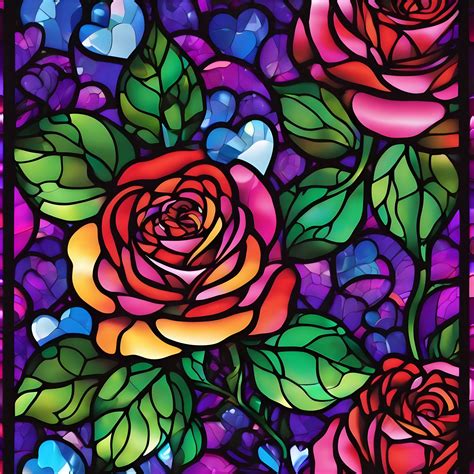 Flowers Roses Tiffany Mosaic Free Stock Photo - Public Domain Pictures