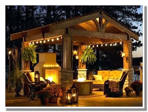 It features a solid fiber plastic roof canopy and black finished metal posts and panels. Photo Gallery of Gazebo With Lighting Ideas (Viewing 7 of ...