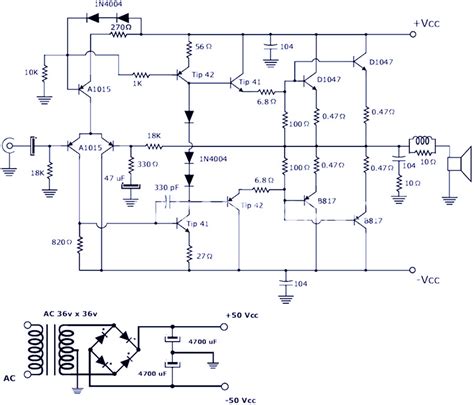 The use of a differential amplifier in the input stage. 200W Power Amplifier : Schematic Diagram & PCB Design