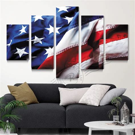 Print American Flag Us Flag Painting On Canvas Art Modern Home Decor
