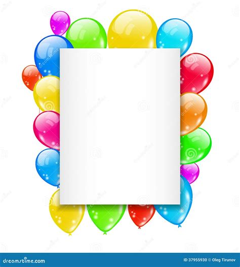 Cartão De Aniversário Com Os Balões Coloridos Com Espaço Para O Texto