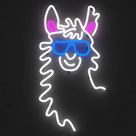 Alpaca Llama Neon Light Sign 3d Wall Light Models Blenderkit