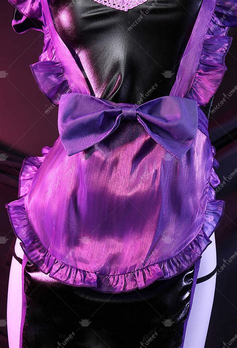 Maid Style Sexy Lingerie Set Halloween Purple Chest Open Cheongsam Dress Set Top Quality