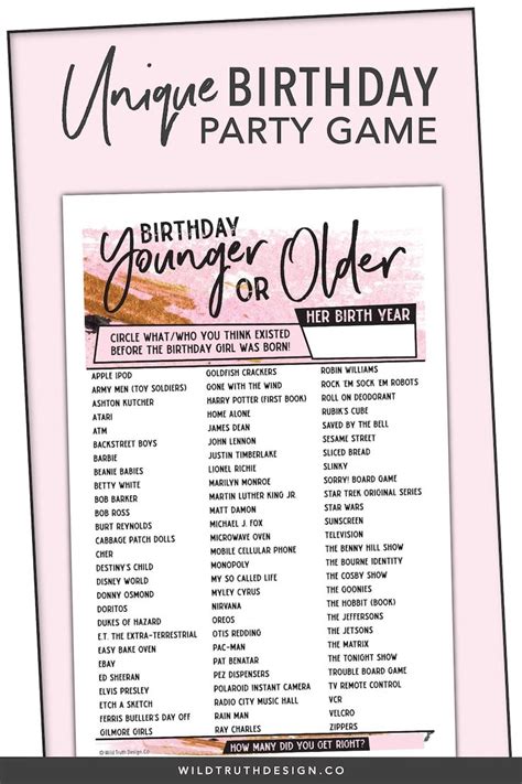 Womens Birthday Games Bundle Ad Libs Younger Or Older Ever Or Never