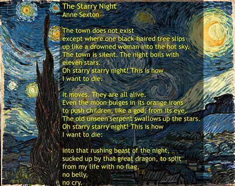 The Starry Night By Anne Sexton Starry Night Van Gogh Starry Night