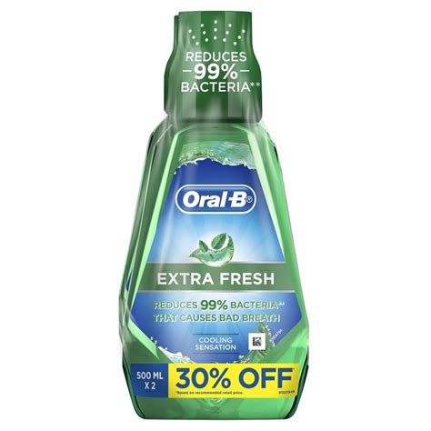 oral b oral b extra fresh clean mint mouthwash 500ml x 2s watsons singapore
