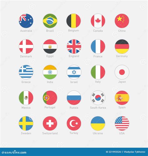 Conjunto De Bandeiras Redondas ícones Do Vetor Mundial Bandeiras De
