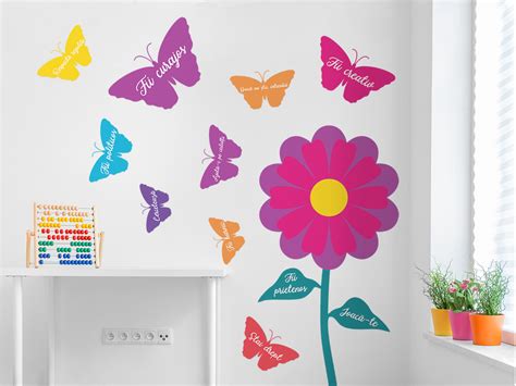 Sticker Floare și Fluturi Cu Mesaje Folina Decor Multicolor 150 Cm
