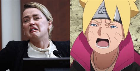 People Compare Amber Heards Crying Face With Boruto In A Viral Meme