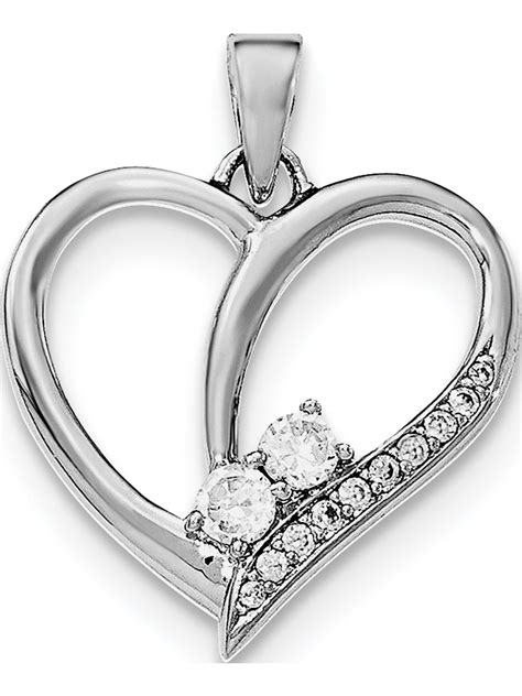 Jewelry By Sweet Pea 925 Sterling Silver Rhodium Plated Cz Heart