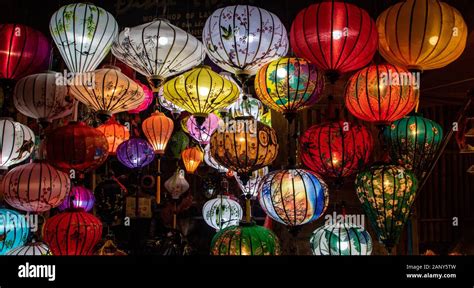Traditional Hand Painted Silk Lanterns At Hoi An Vietnam Stock Photo