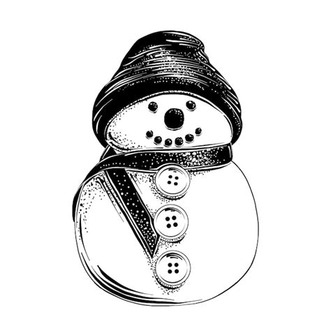 Premium Vector Hand Drawn Sketch Of Christmas Snowman In Black
