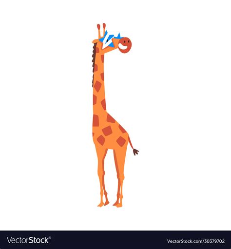 Cute Giraffe Wearing Star Shaped Sunglasses Funny Vector Image