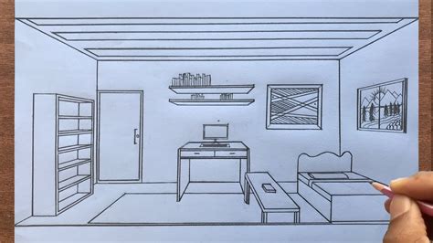 How To Draw A Room Using One Point Perspective Step By Step Youtube