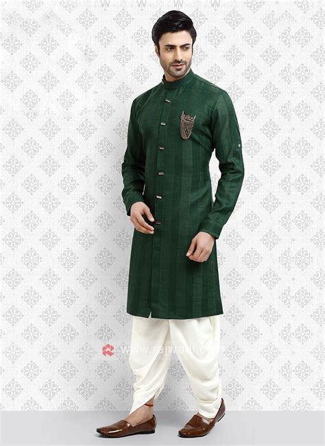 Cotton Silk Green Dhoti Suit