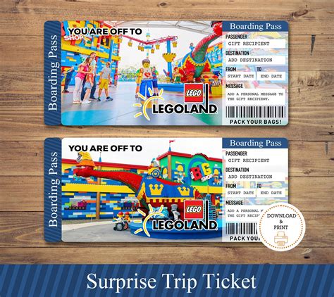 Editable Legoland Florida Surprise Ticket Template Printable Ph