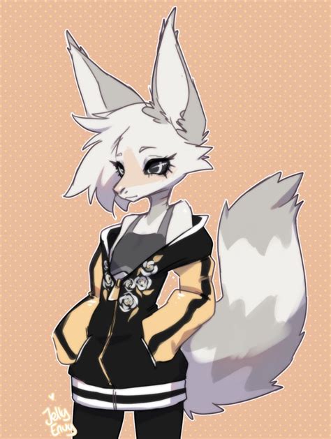 An Anime Character With White Hair And Black Clothes Holding A Gray Fox S Tail